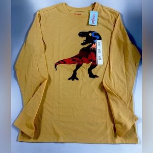 Cat & Jack Dinosaur Tshirt Yellow Volcano Print Long Sleeve